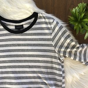 Who What Wear Black and White Striped T-shirt